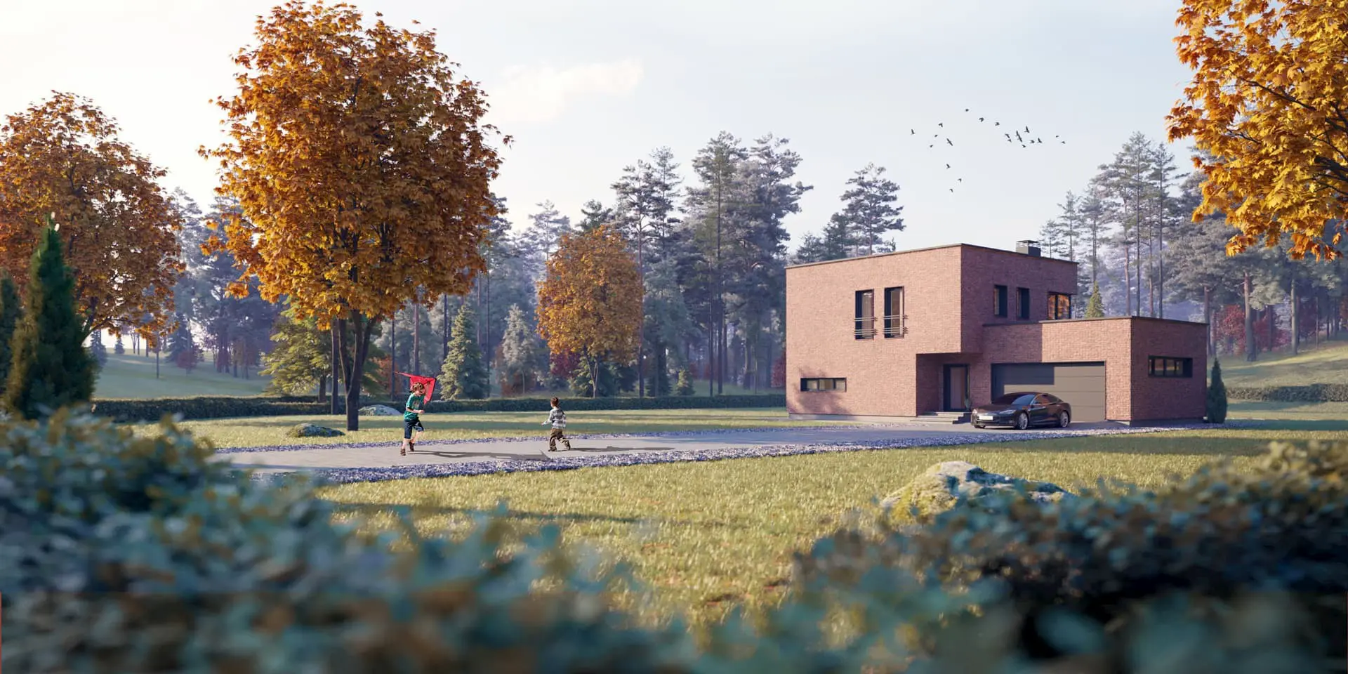 Dviejų aukštų namo projektas 178 m²: 3 Miegamieji, 3 Vonios, Atvira virtuvė, Garažas