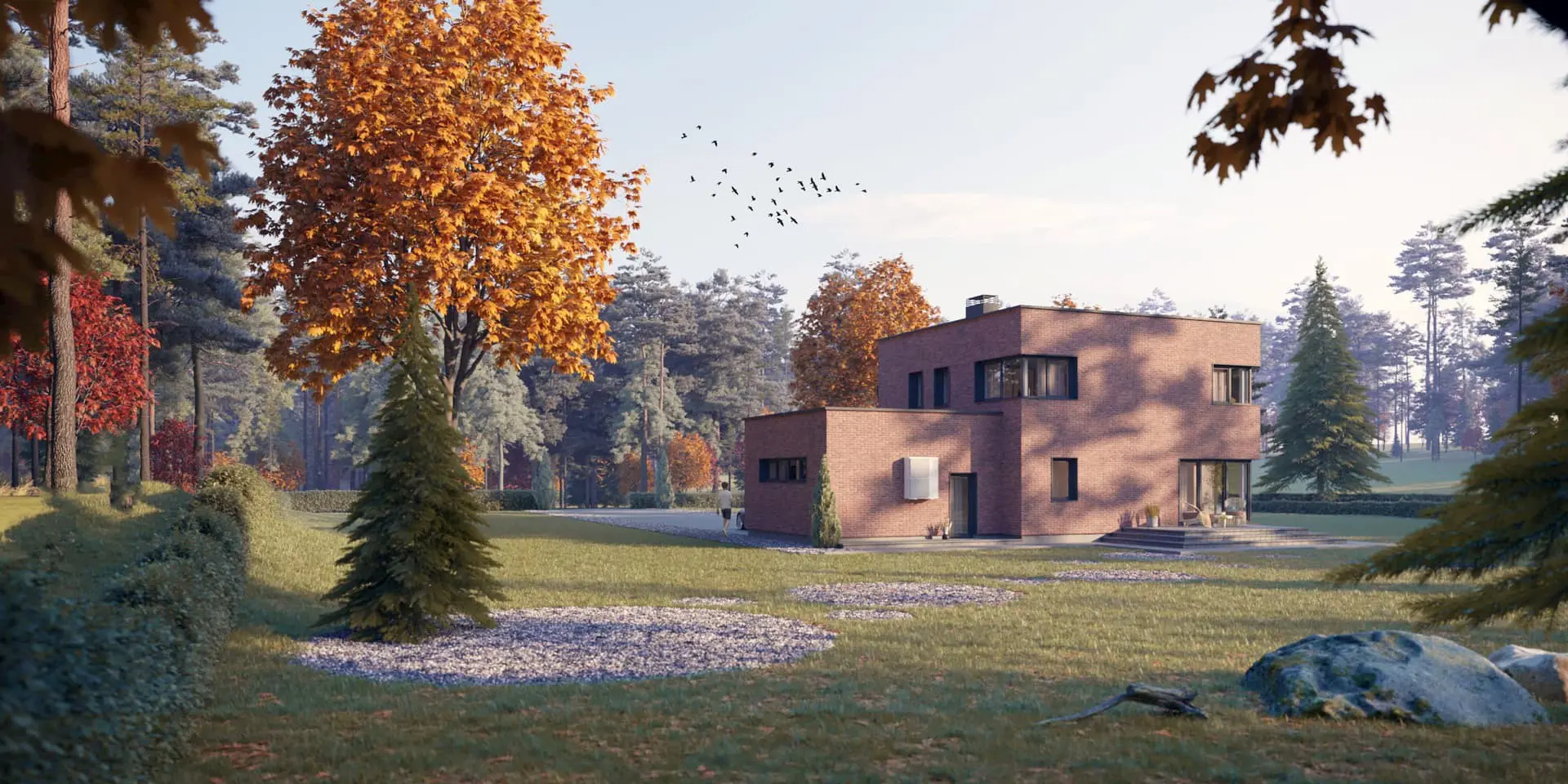 Dviejų aukštų namo projektas 178 m²: 3 Miegamieji, 3 Vonios, Atvira virtuvė, Garažas