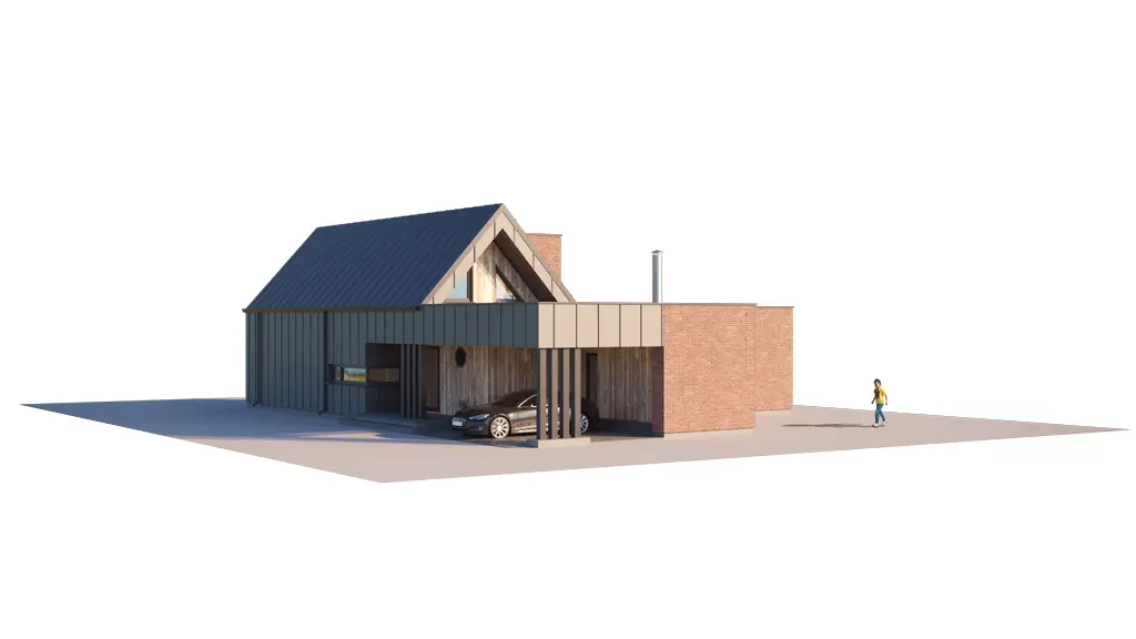 Namo projektas su mansarda 146 m²: 3 Miegamieji, 2 Vonios, be Garažo