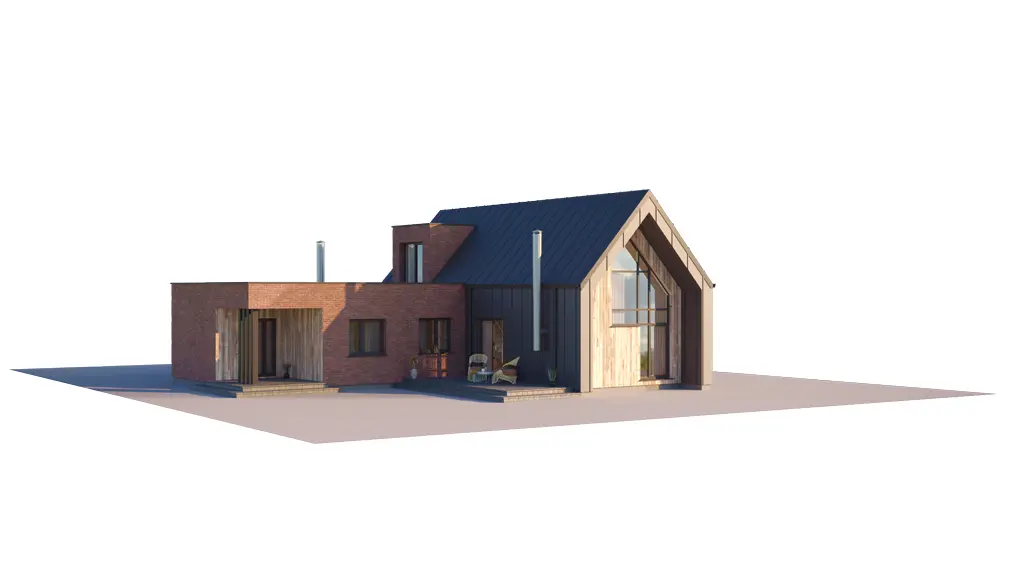 Namo projektas su mansarda 146 m²: 3 Miegamieji, 2 Vonios, be Garažo