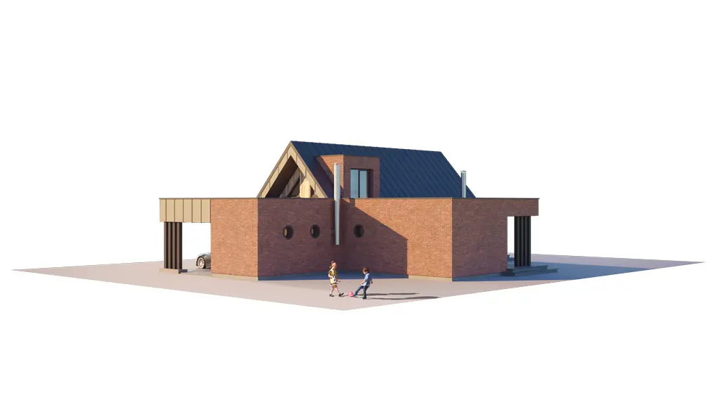 Namo projektas su mansarda 146 m²: 3 Miegamieji, 2 Vonios, be Garažo