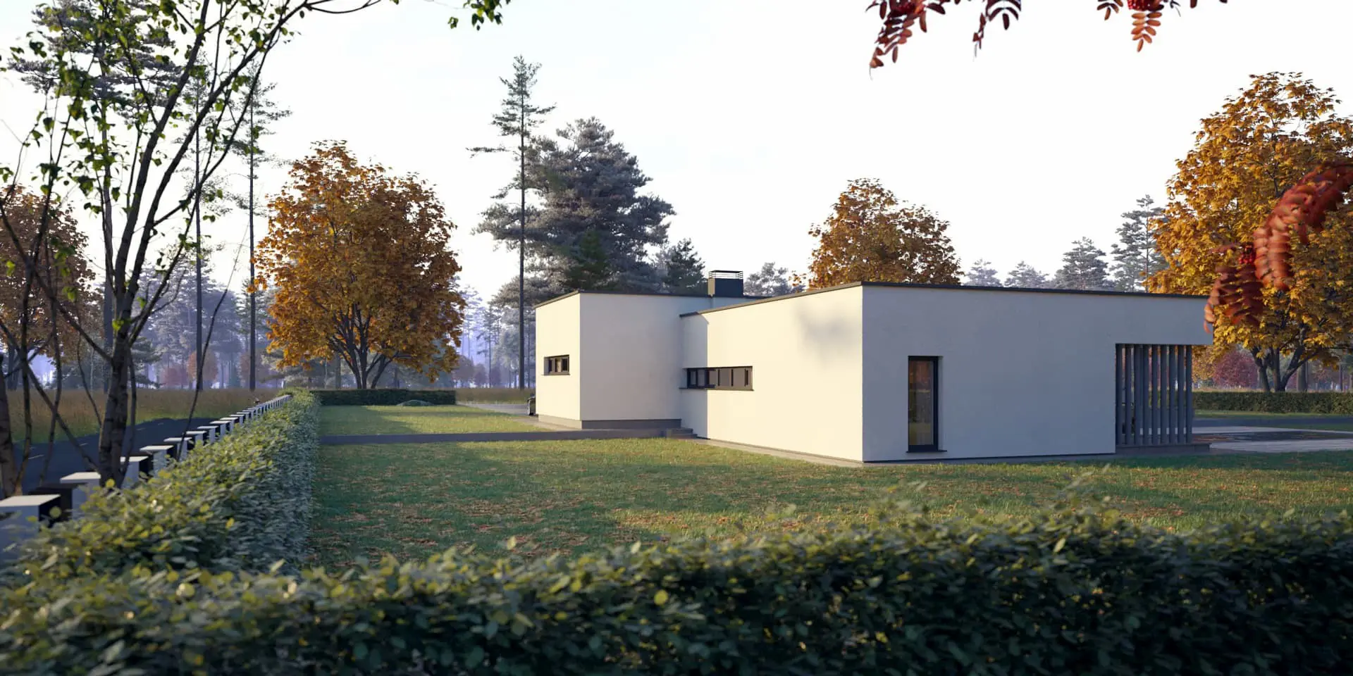 Vieno aukšto namo projektas 199 m²: 3 Miegamieji, Darbo kambarys, 2 Vonios, Atvira virtuvė, Garažas
