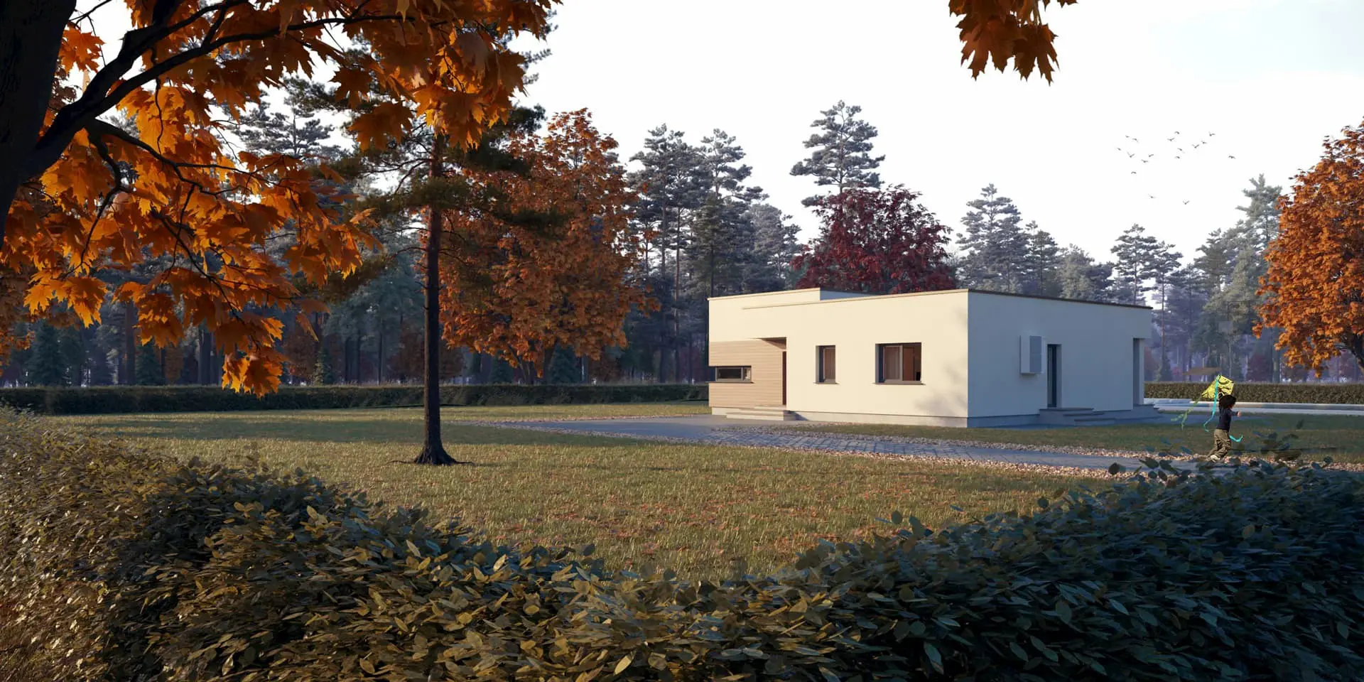 Vieno aukšto namo projektas 121 m²: 3 Miegamieji, 2 Vonios, Atvira virtuvė, be Garažo