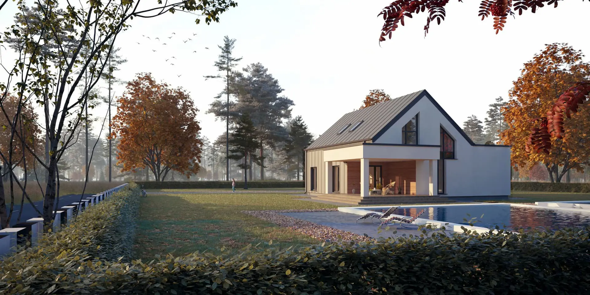 Namo projektas su mansarda 172 m²: 3 Miegamieji, Darbo kambarys, 2 Vonios, Atvira virtuvė, Garažas