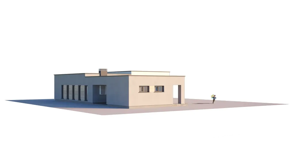 Vieno aukšto namo projektas 165 m²: 3 Miegamieji, 2 Vonios, Atvira virtuvė, be Garažo