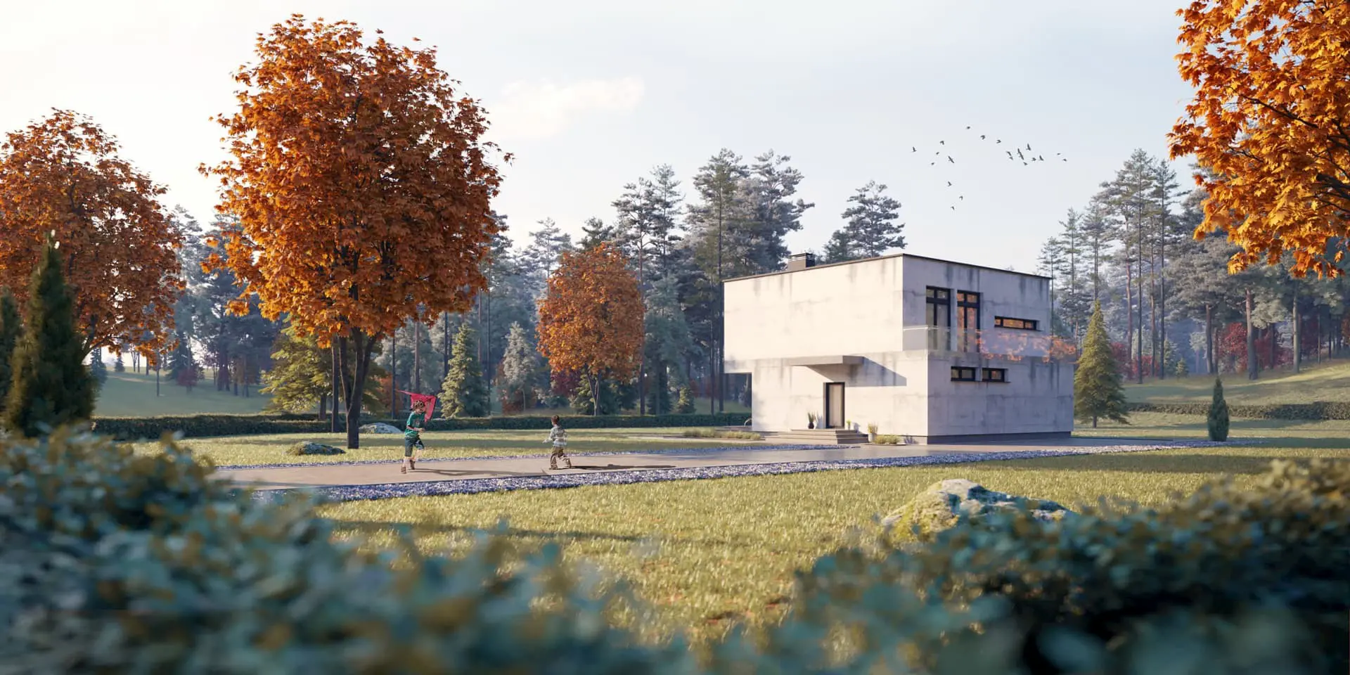 Dviejų aukštų namo projektas 191 m²: 3 Miegamieji, Darbo kambarys, 2 Vonios, Atvira virtuvė, be Garažo