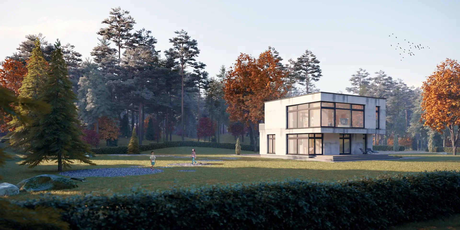 Dviejų aukštų namo projektas 191 m²: 3 Miegamieji, Darbo kambarys, 2 Vonios, Atvira virtuvė, be Garažo