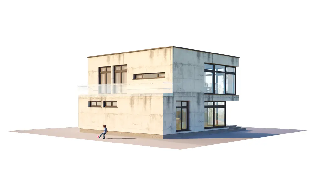 Dviejų aukštų namo projektas 191 m²: 3 Miegamieji, Darbo kambarys, 2 Vonios, Atvira virtuvė, be Garažo