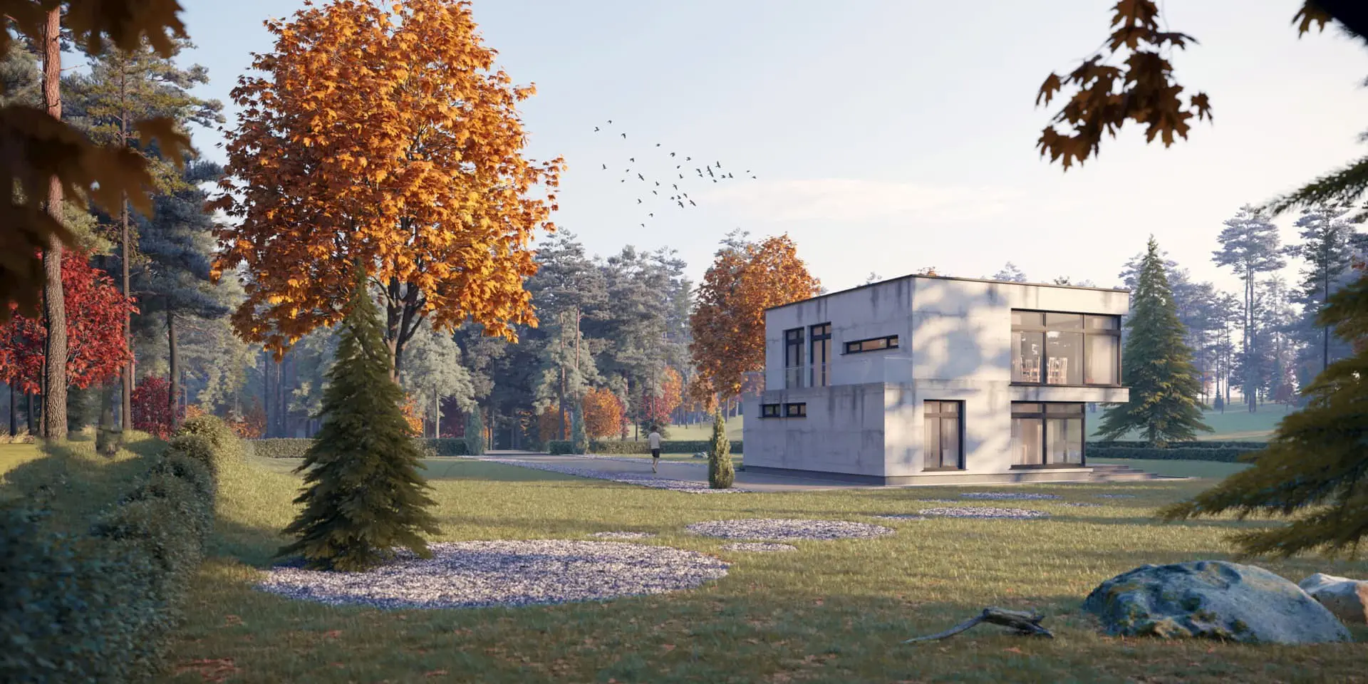 Dviejų aukštų namo projektas 191 m²: 3 Miegamieji, Darbo kambarys, 2 Vonios, Atvira virtuvė, be Garažo
