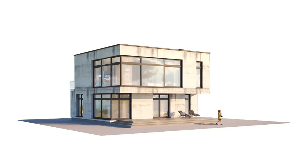 Dviejų aukštų namo projektas 191 m²: 3 Miegamieji, Darbo kambarys, 2 Vonios, Atvira virtuvė, be Garažo