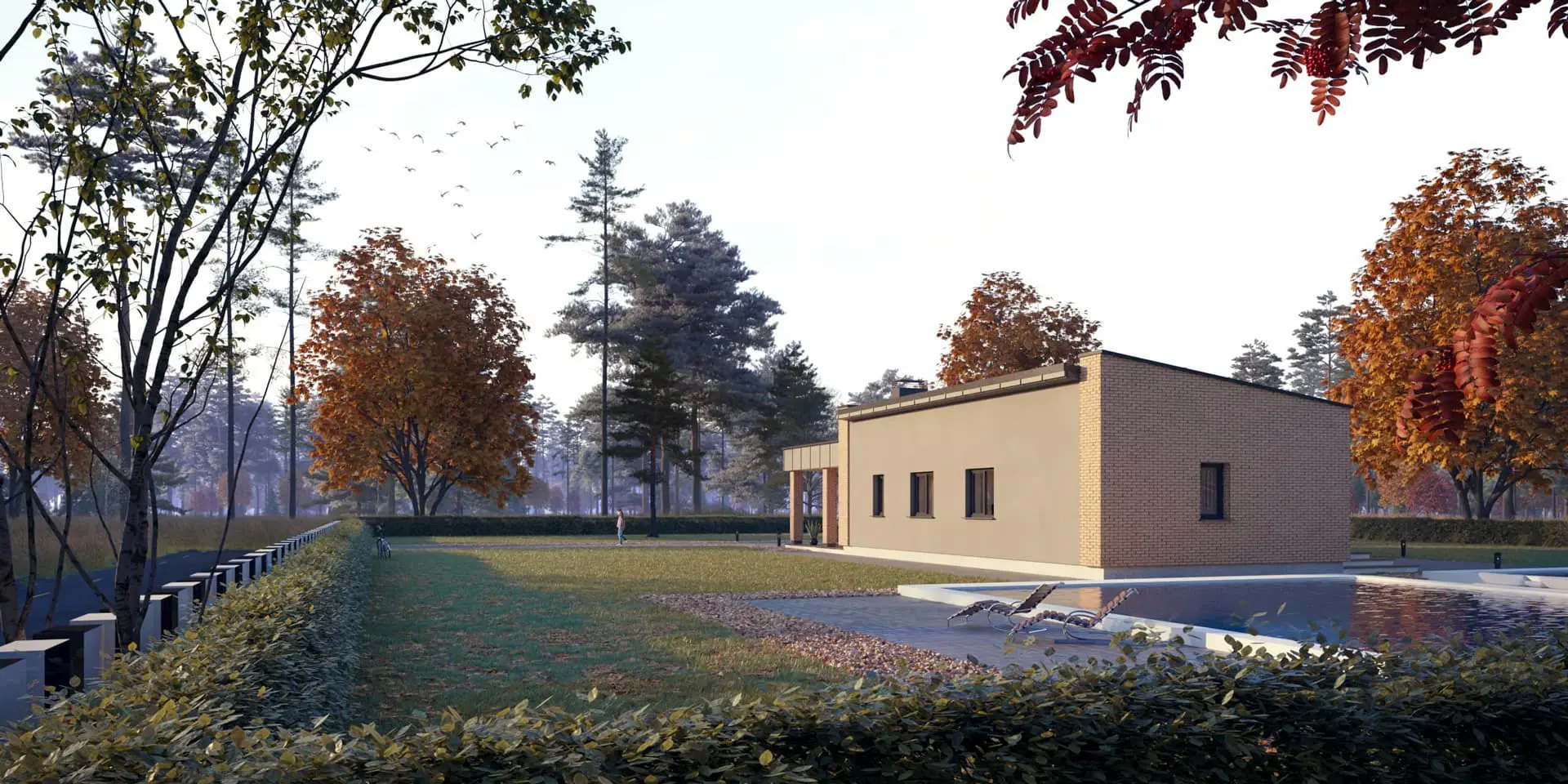 Vieno aukšto namo projektas 126 m²: 3 Miegamieji, 2 Vonios, Atvira virtuvė, be Garažo