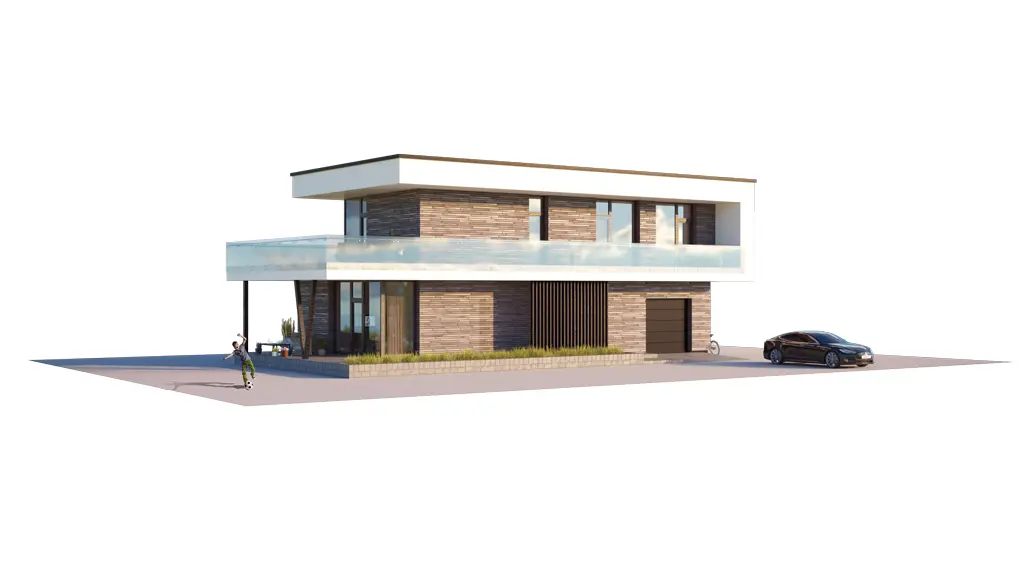 Dviejų aukštų namo projektas 177 m²: 3 Miegamieji, 2 Vonios, Atvira virtuvė, Garažas