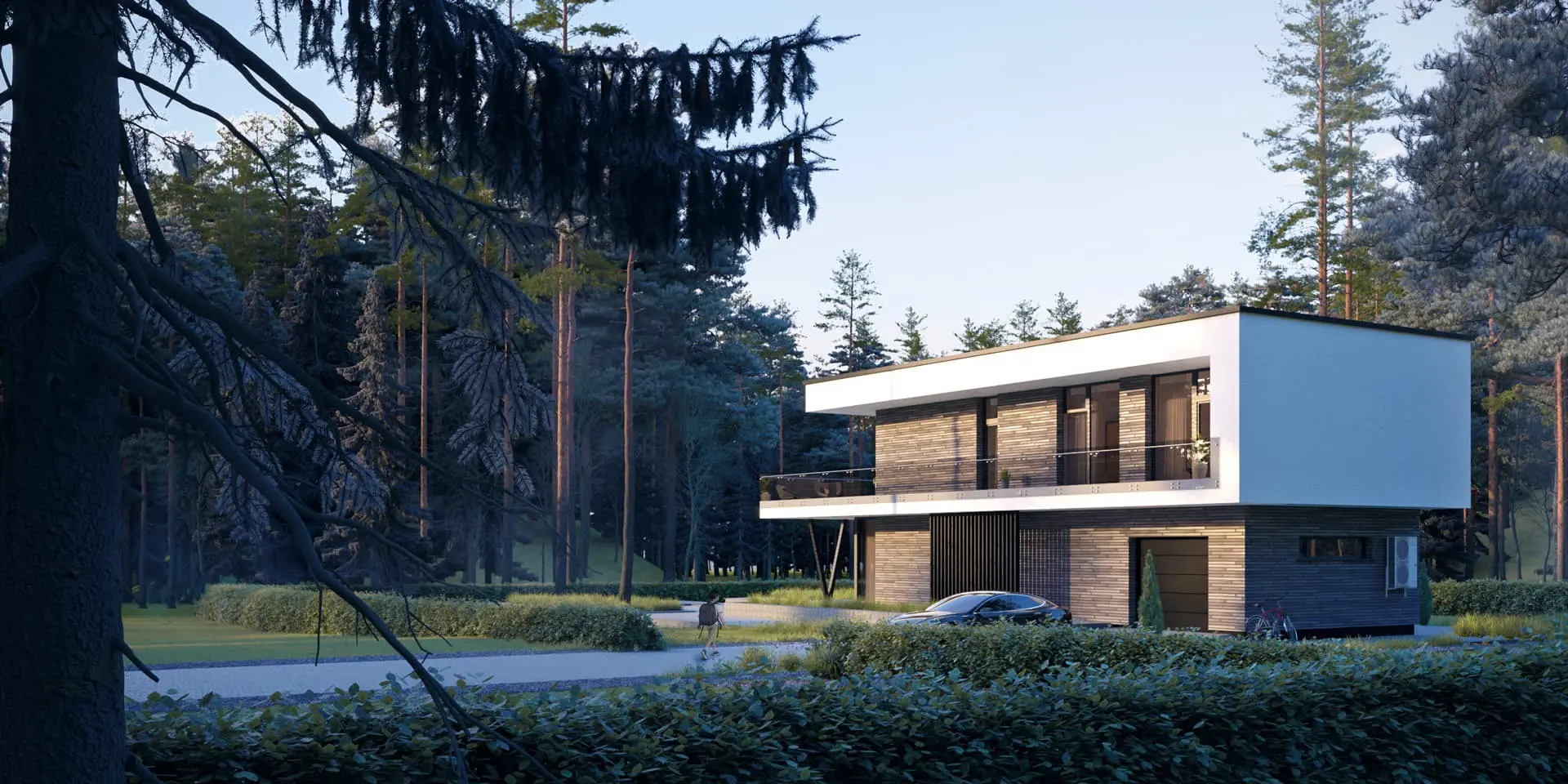 Dviejų aukštų namo projektas 177 m²: 3 Miegamieji, 2 Vonios, Atvira virtuvė, Garažas