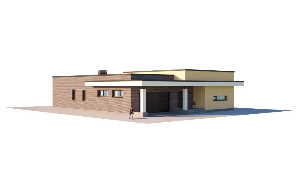 Vieno aukšto namo projektas 192 m²: 2 Miegamieji, 3 Vonios, Atvira virtuvė, Garažas