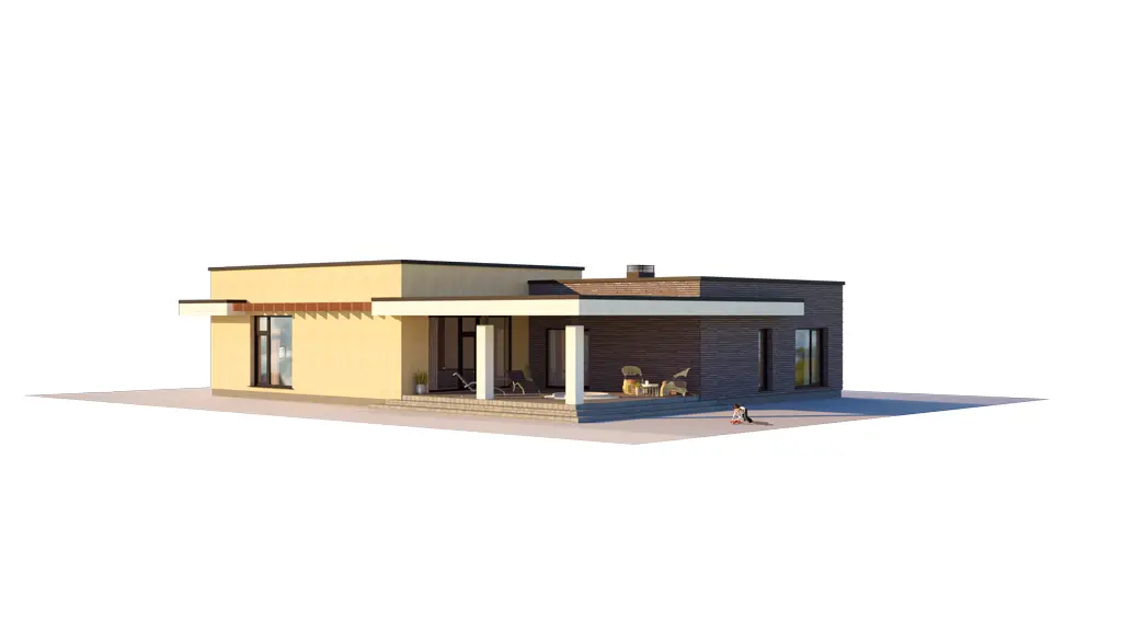 Vieno aukšto namo projektas 192 m²: 2 Miegamieji, 3 Vonios, Atvira virtuvė, Garažas