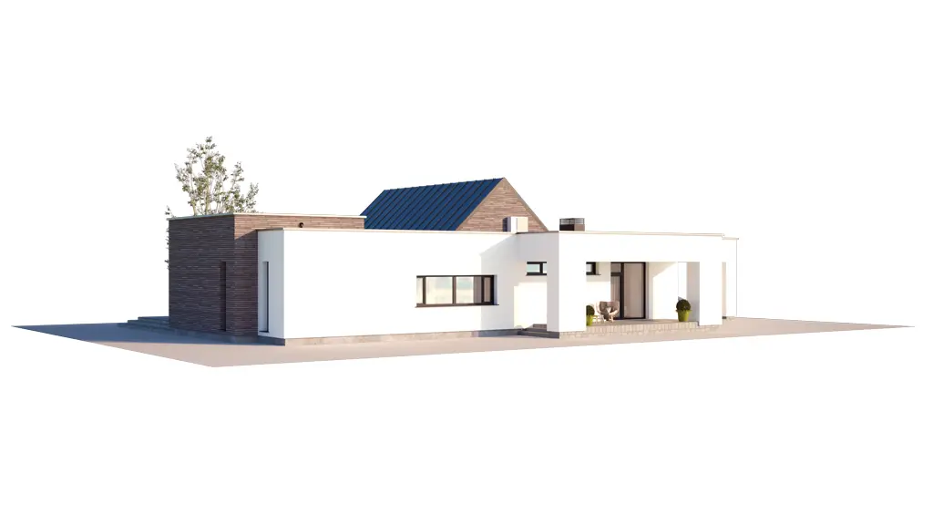 Vieno aukšto namo projektas 177 m²: 4 Miegamieji, 3 Vonios, Atvira virtuvė, be Garažo