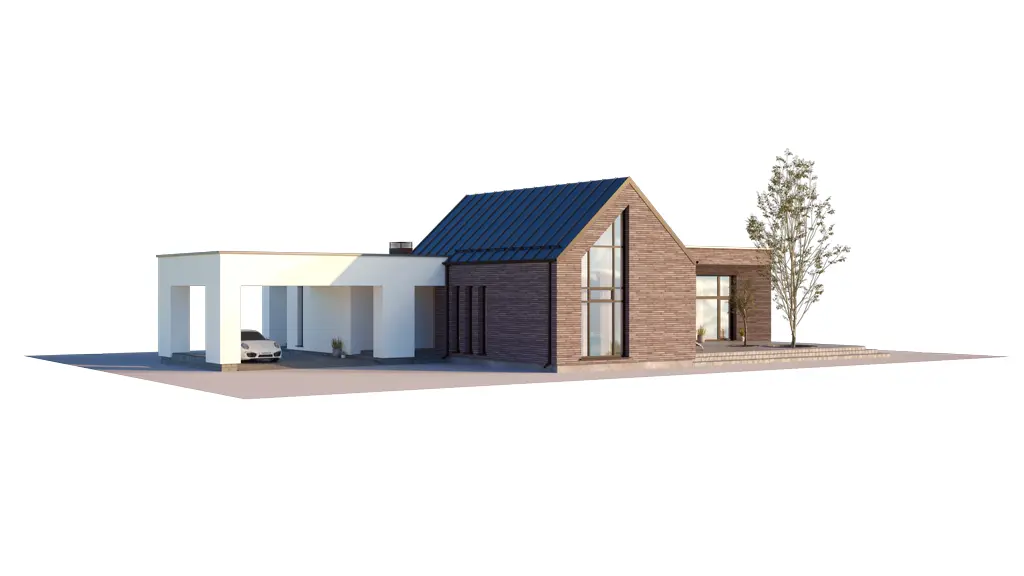 Vieno aukšto namo projektas 177 m²: 4 Miegamieji, 3 Vonios, Atvira virtuvė, be Garažo