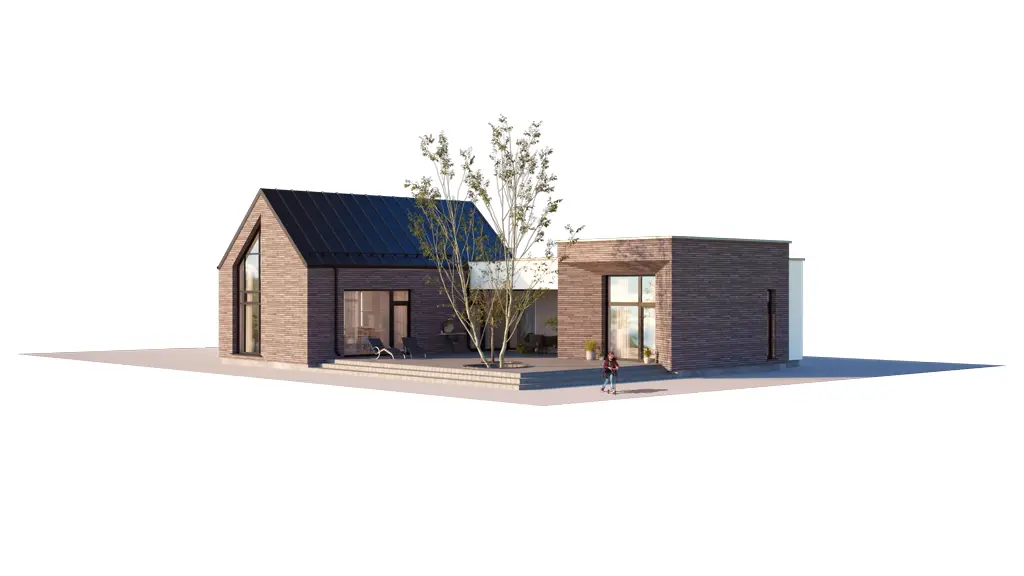 Vieno aukšto namo projektas 177 m²: 4 Miegamieji, 3 Vonios, Atvira virtuvė, be Garažo
