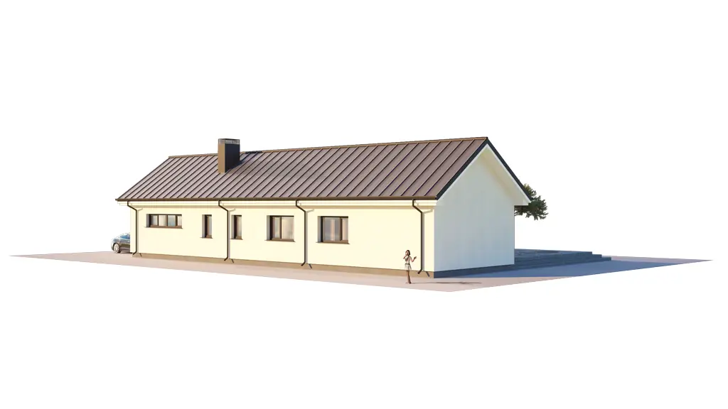 Vieno aukšto namo projektas 179 m²: 3 Miegamieji, 2 Vonios, Atvira virtuvė, Garažas