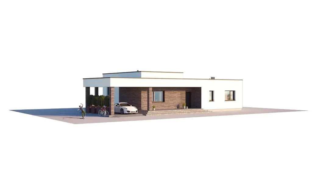 Vieno aukšto namo projektas 137 m²: 3 Miegamieji, 1 Vonios, Atvira virtuvė, be Garažo