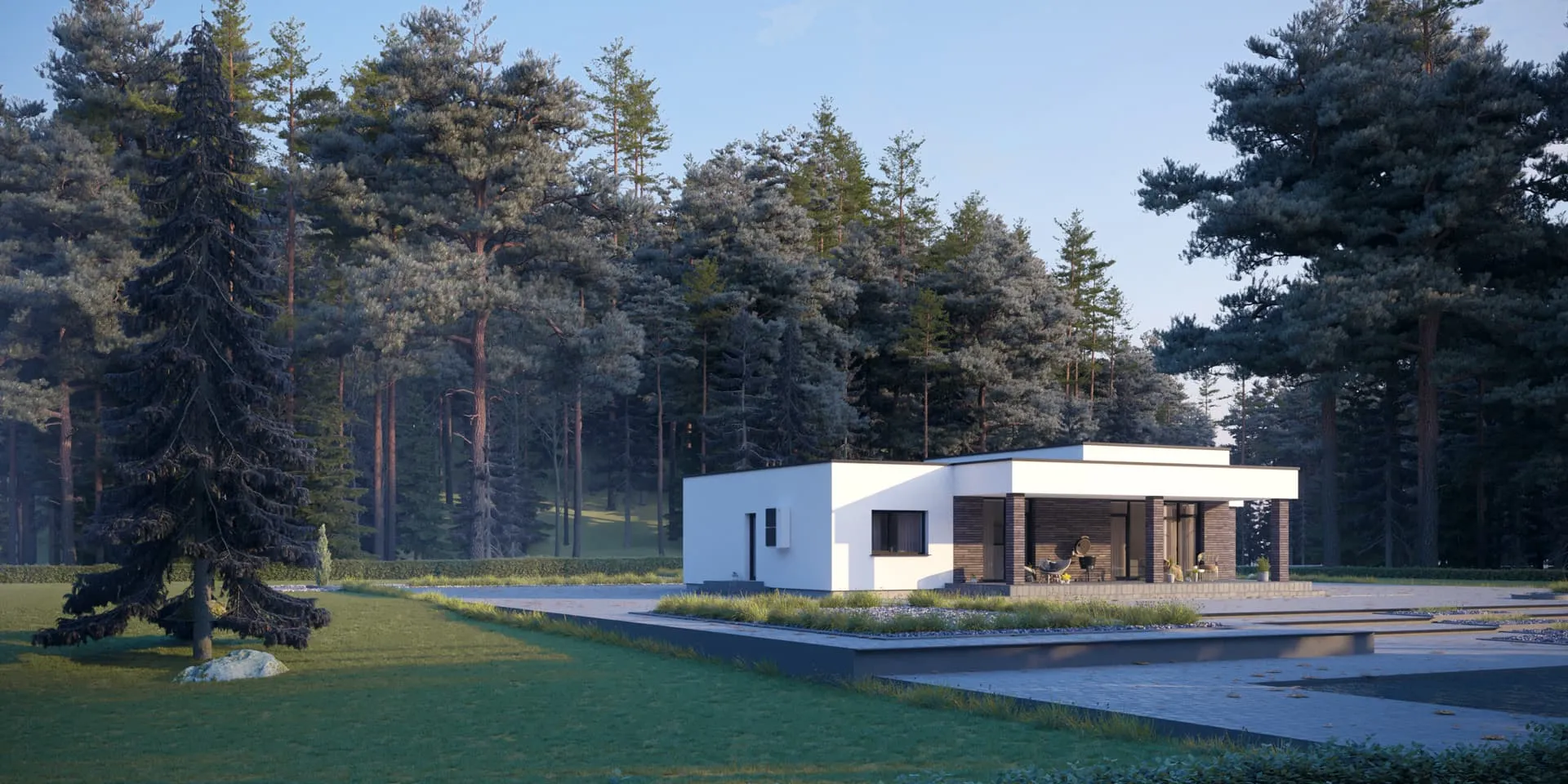 Vieno aukšto namo projektas 137 m²: 3 Miegamieji, 1 Vonios, Atvira virtuvė, be Garažo