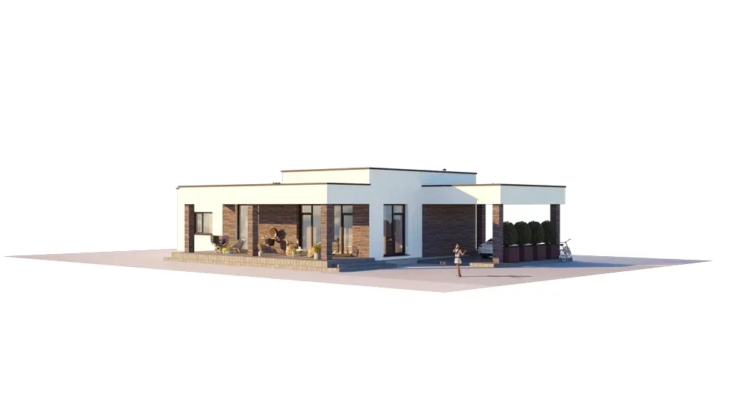 Vieno aukšto namo projektas 137 m²: 3 Miegamieji, 1 Vonios, Atvira virtuvė, be Garažo