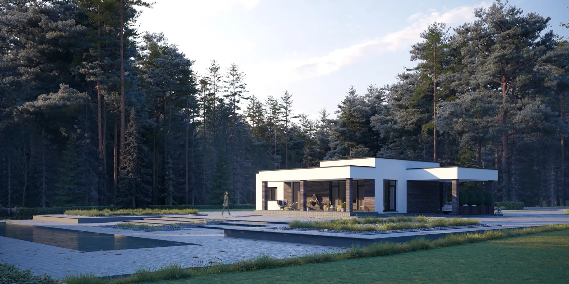 Vieno aukšto namo projektas 137 m²: 3 Miegamieji, 1 Vonios, Atvira virtuvė, be Garažo