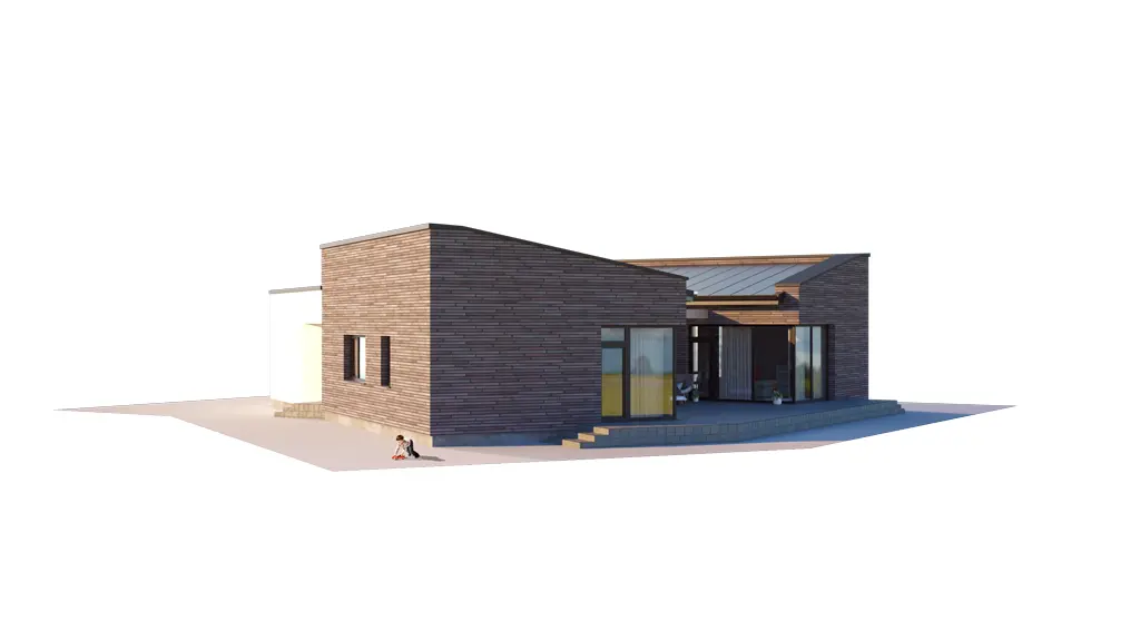 Vieno aukšto namo projektas 179 m²: 2 Miegamieji, 2 Vonios, Atvira virtuvė, Garažas