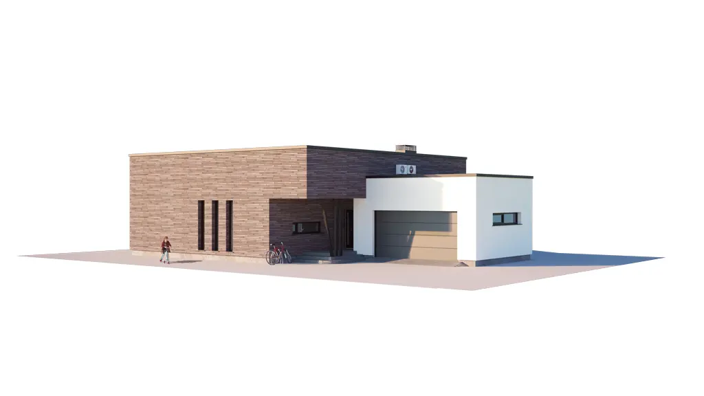 Vieno aukšto namo projektas 179 m²: 2 Miegamieji, 2 Vonios, Atvira virtuvė, Garažas
