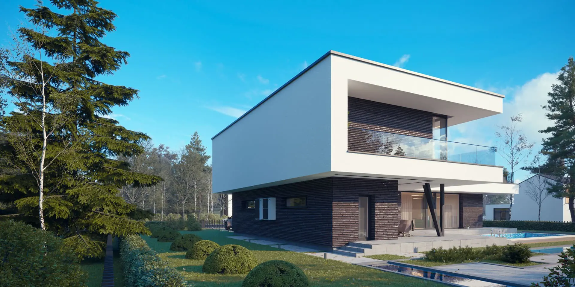 Dviejų aukštų namo projektas 233 m²: 3 Miegamieji, 3 Vonios, Atvira virtuvė, be Garažo