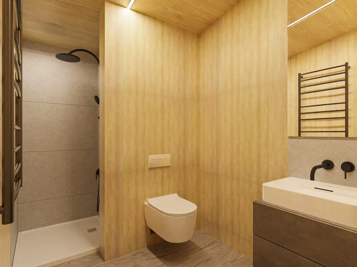 Vieno aukšto namo projektas 90 m²: 2 Miegamieji, 1 Vonios, Atvira virtuvė, be Garažo