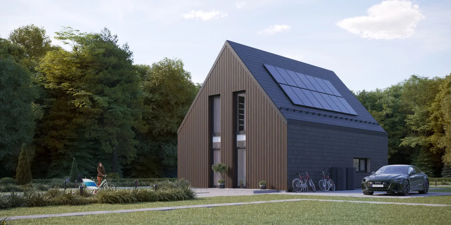 Namo projektas su mansarda 76 m²: 2 Miegamieji, 2 Vonios, Atvira virtuvė, be Garažo
