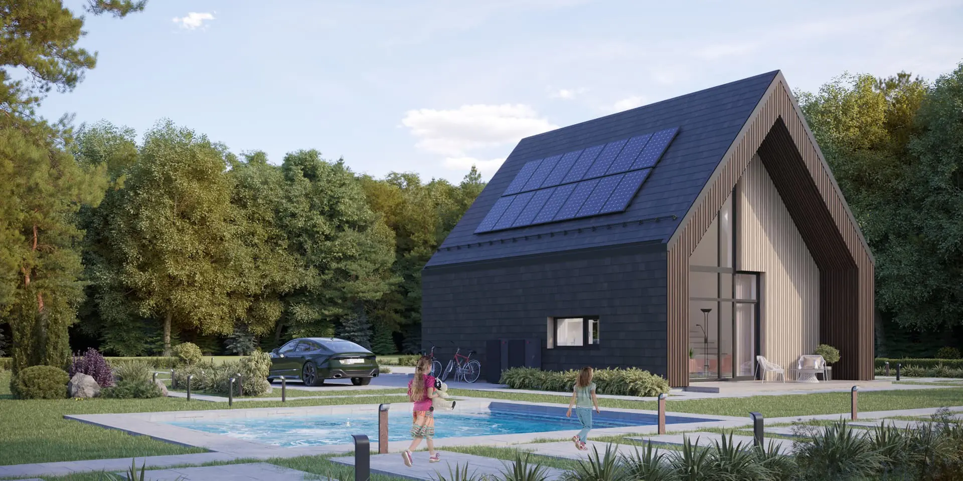 Namo projektas su mansarda 76 m²: 2 Miegamieji, 2 Vonios, Atvira virtuvė, be Garažo