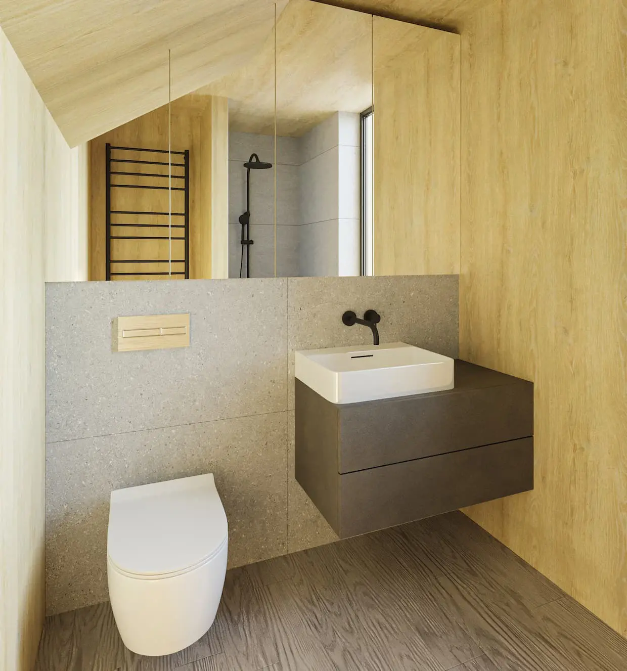 Vieno aukšto namo projektas 80 m²: 3 Miegamieji, 1 Vonios, Atvira virtuvė, be Garažo