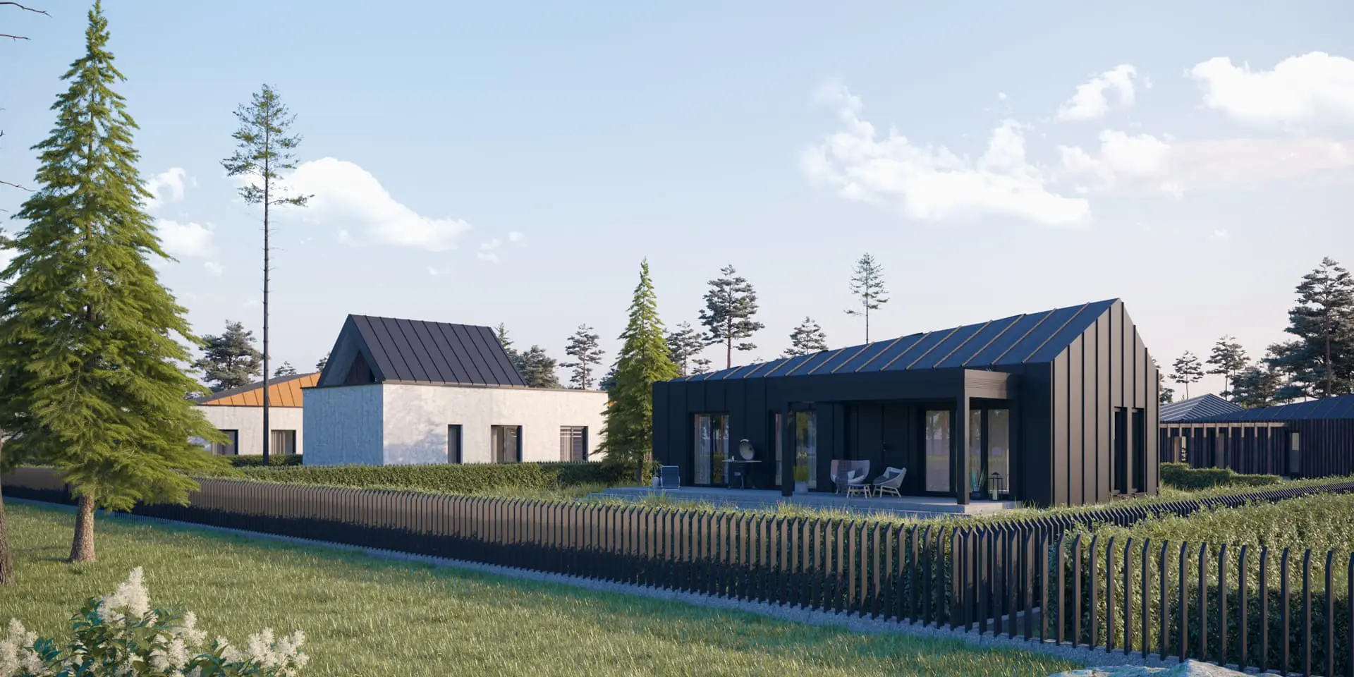 Vieno aukšto namo projektas 80 m²: 3 Miegamieji, 1 Vonios, Atvira virtuvė, be Garažo