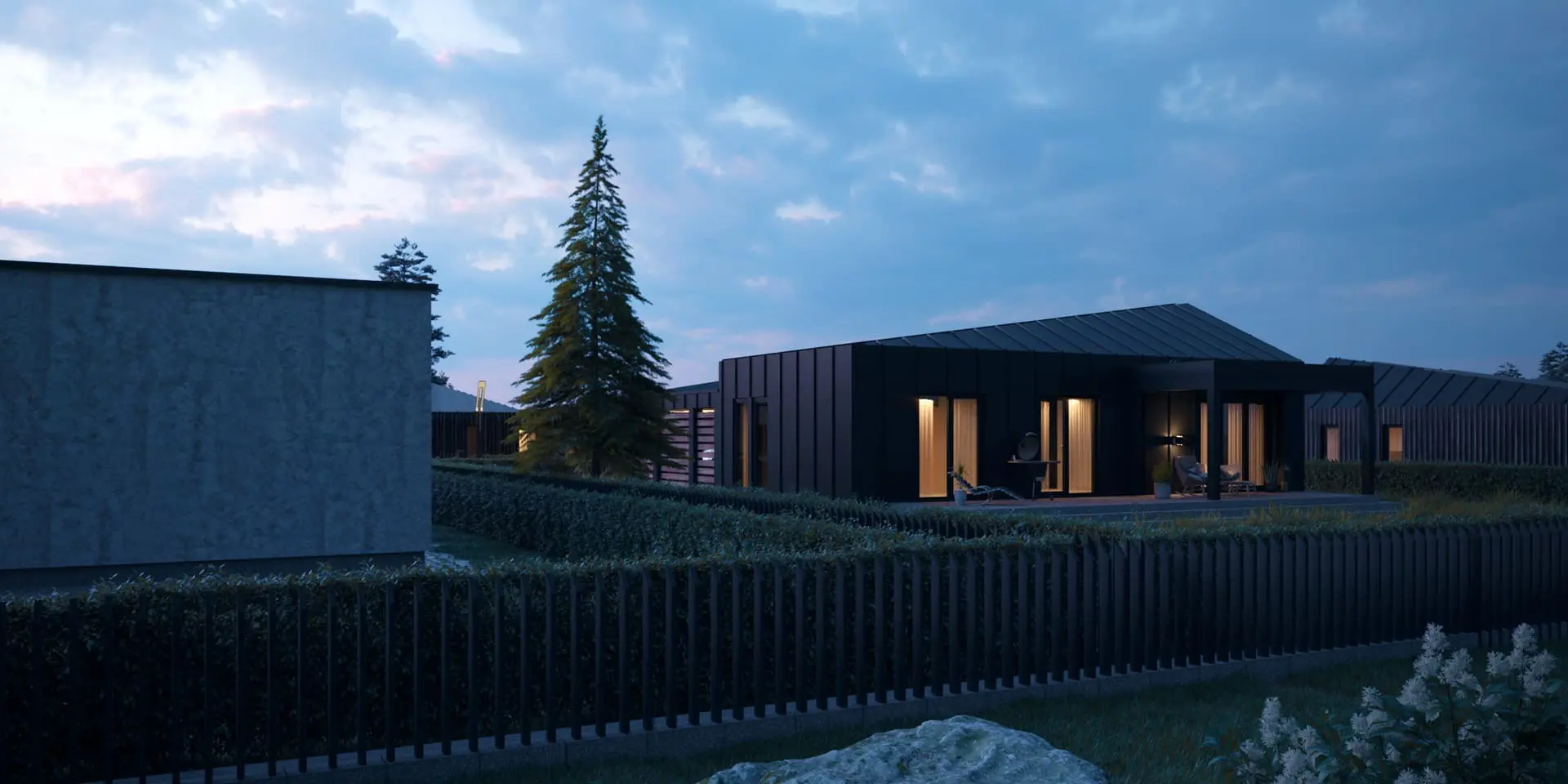 Vieno aukšto namo projektas 80 m²: 3 Miegamieji, 1 Vonios, Atvira virtuvė, be Garažo