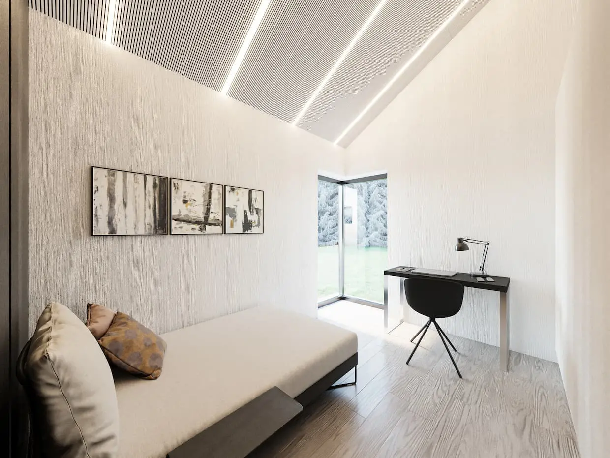Namo projektas su mansarda 155 m²: 3 Miegamieji, Darbo kambarys, 2 Vonios, Atvira virtuvė, Garažas