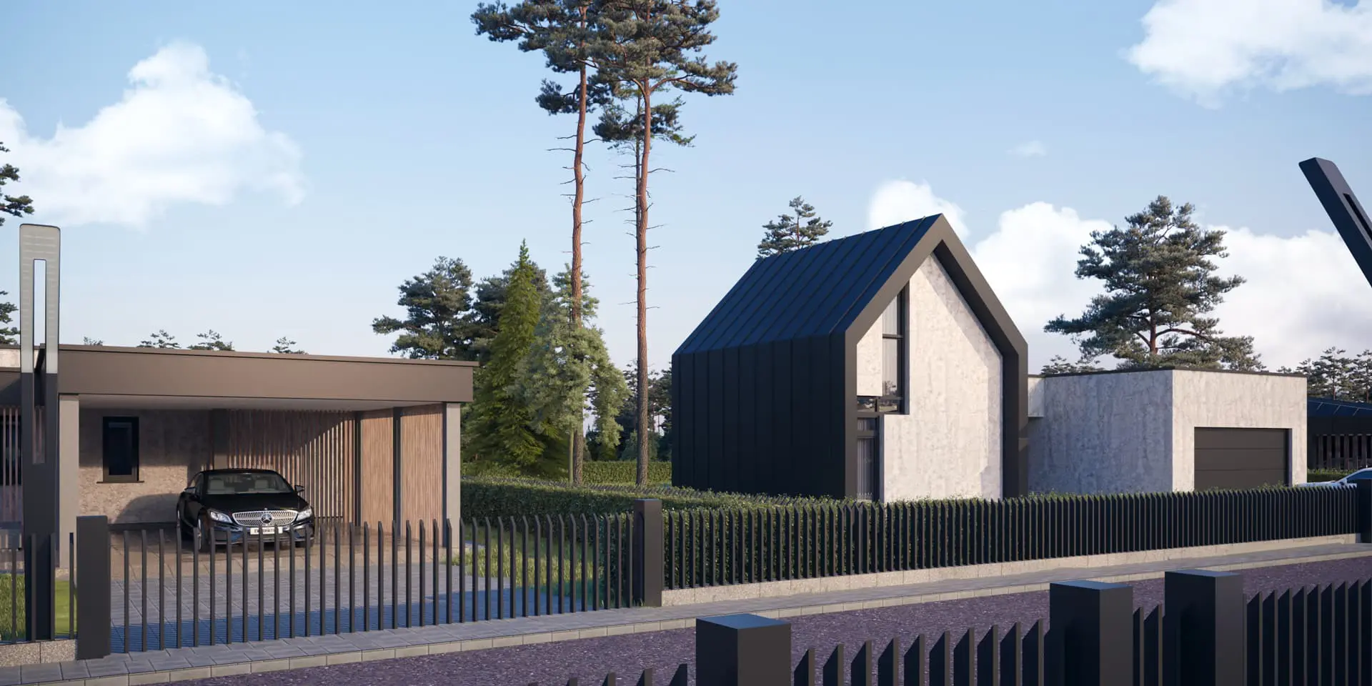 Namo projektas su mansarda 155 m²: 3 Miegamieji, Darbo kambarys, 2 Vonios, Atvira virtuvė, Garažas