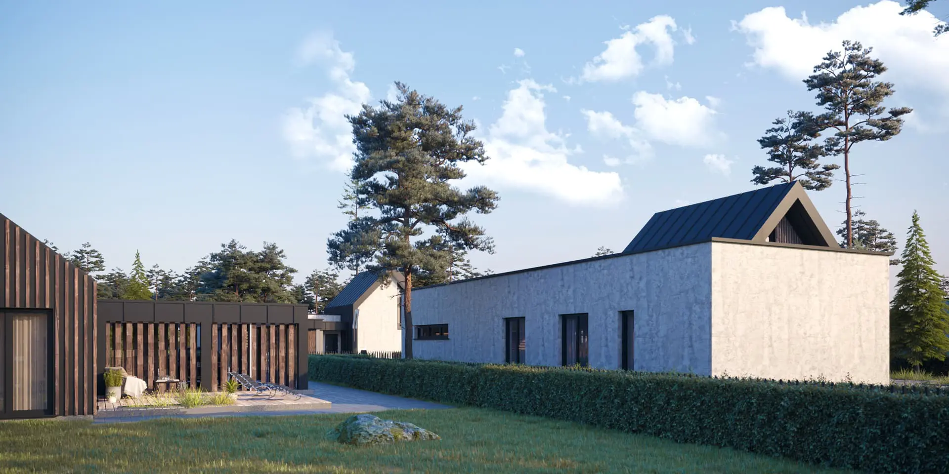 Namo projektas su mansarda 155 m²: 3 Miegamieji, Darbo kambarys, 2 Vonios, Atvira virtuvė, Garažas