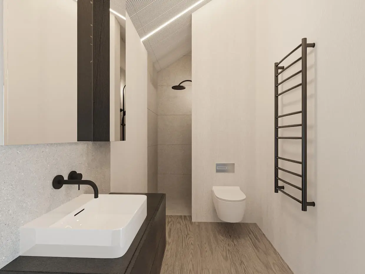 Namo projektas su mansarda 155 m²: 3 Miegamieji, Darbo kambarys, 2 Vonios, Atvira virtuvė, Garažas
