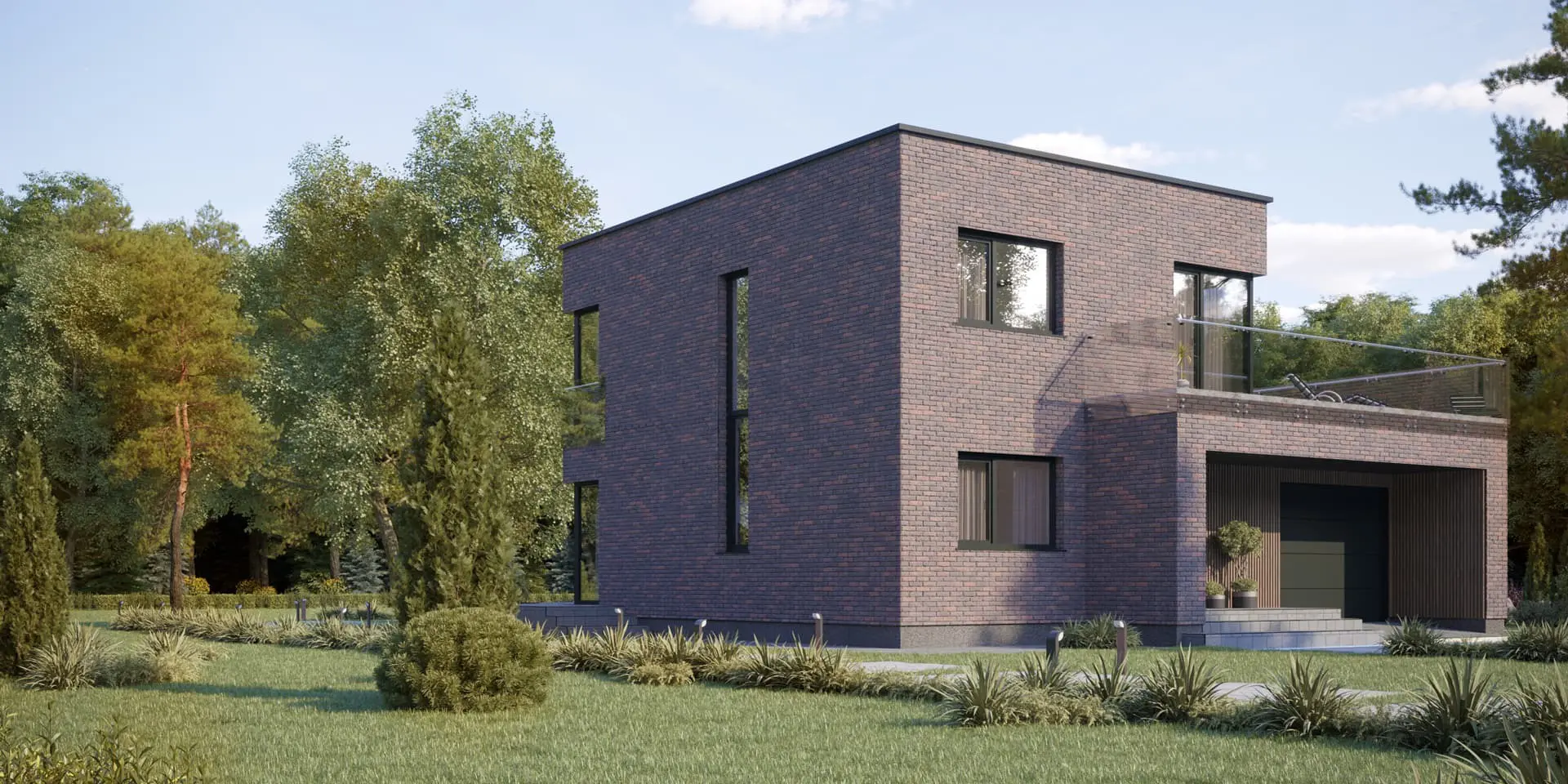 Dviejų aukštų namo projektas 153 m²: 3 Miegamieji, Darbo kambarys, 2 Vonios, Atvira virtuvė, Garažas