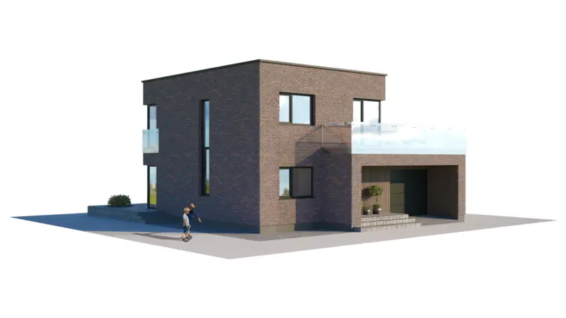 Dviejų aukštų namo projektas 153 m²: 3 Miegamieji, Darbo kambarys, 2 Vonios, Atvira virtuvė, Garažas