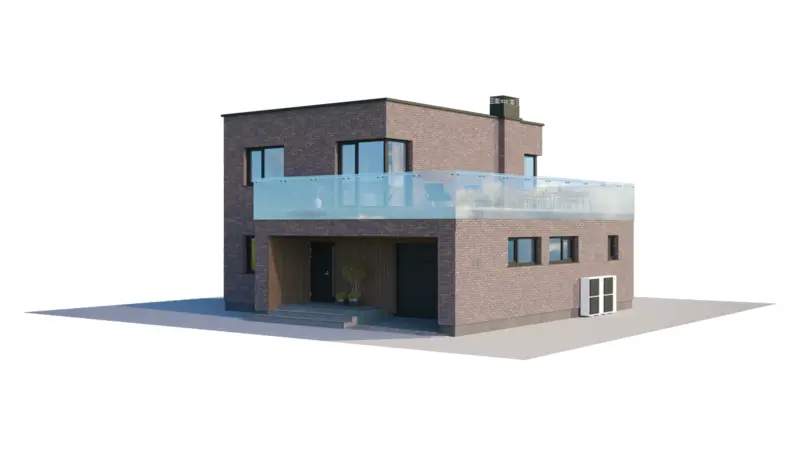 Dviejų aukštų namo projektas 153 m²: 3 Miegamieji, Darbo kambarys, 2 Vonios, Atvira virtuvė, Garažas