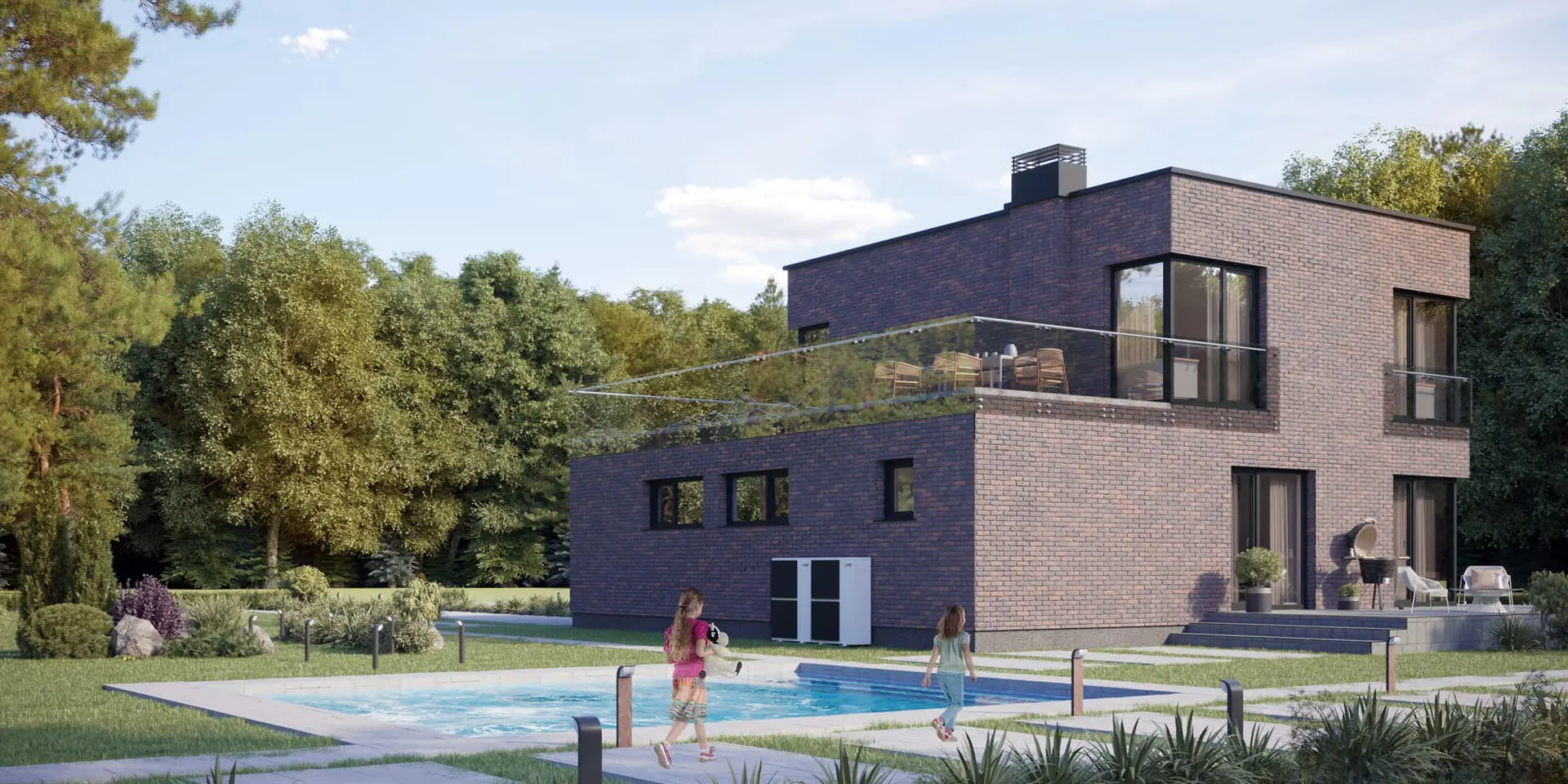 Dviejų aukštų namo projektas 153 m²: 3 Miegamieji, Darbo kambarys, 2 Vonios, Atvira virtuvė, Garažas