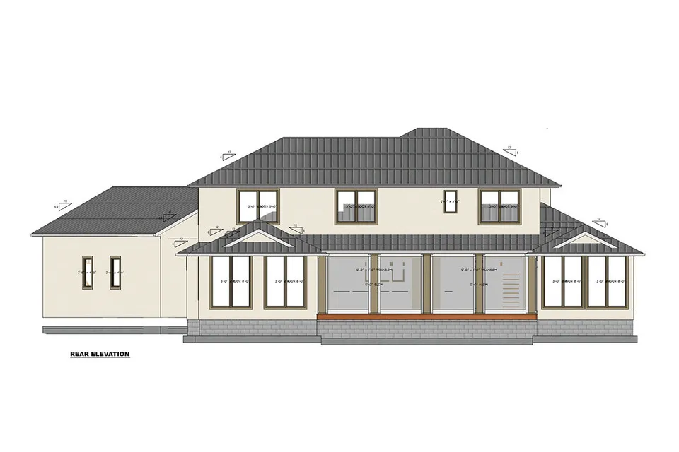 Dviejų aukštų namo projektas 475 m²: 6 Miegamieji, 5 Vonios, Atvira virtuvė, Garažas