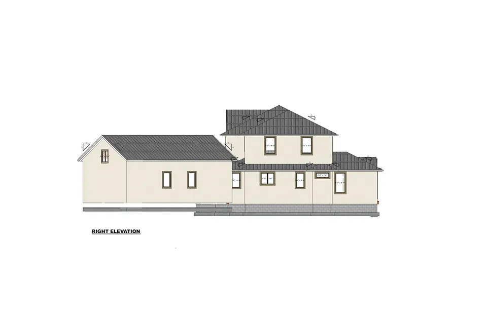 Dviejų aukštų namo projektas 475 m²: 6 Miegamieji, 5 Vonios, Atvira virtuvė, Garažas