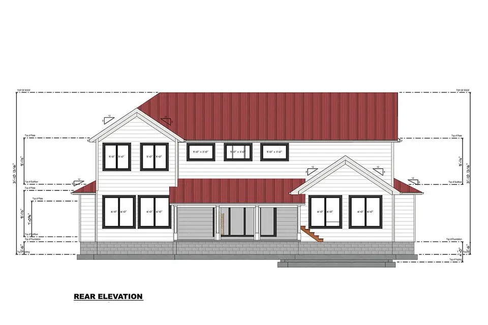 Dviejų aukštų namo projektas 543 m²: 4 Miegamieji, Darbo kambarys, 4 Vonios, Atvira virtuvė, Garažas