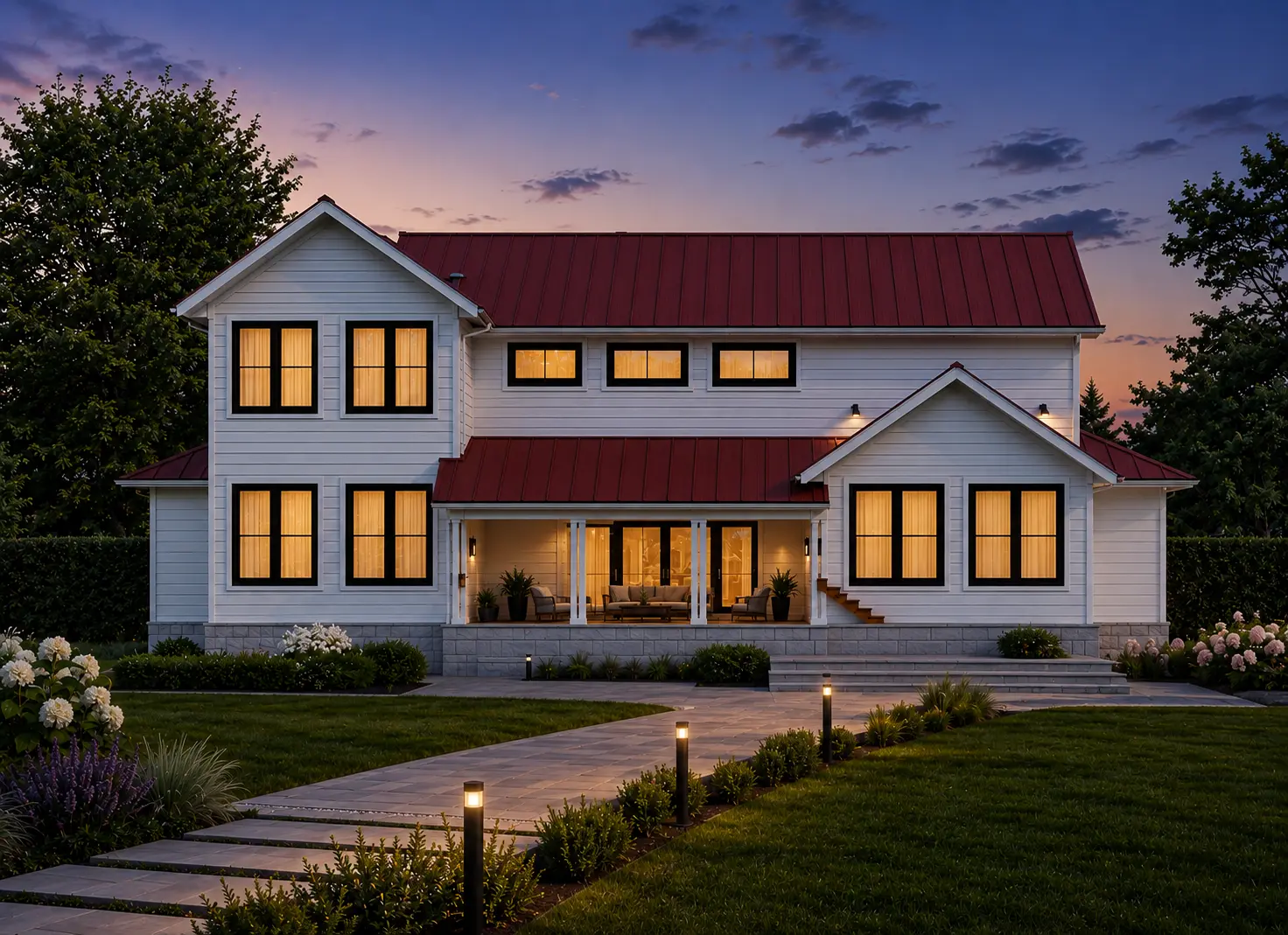 Dviejų aukštų namo projektas 543 m²: 4 Miegamieji, Darbo kambarys, 4 Vonios, Atvira virtuvė, Garažas