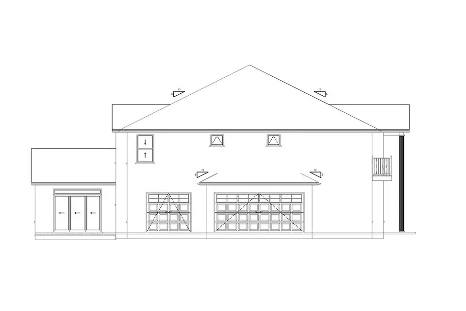 Dviejų aukštų namo projektas 490 m²: 4 Miegamieji, Darbo kambarys, 4 Vonios, Atvira virtuvė, Garažas