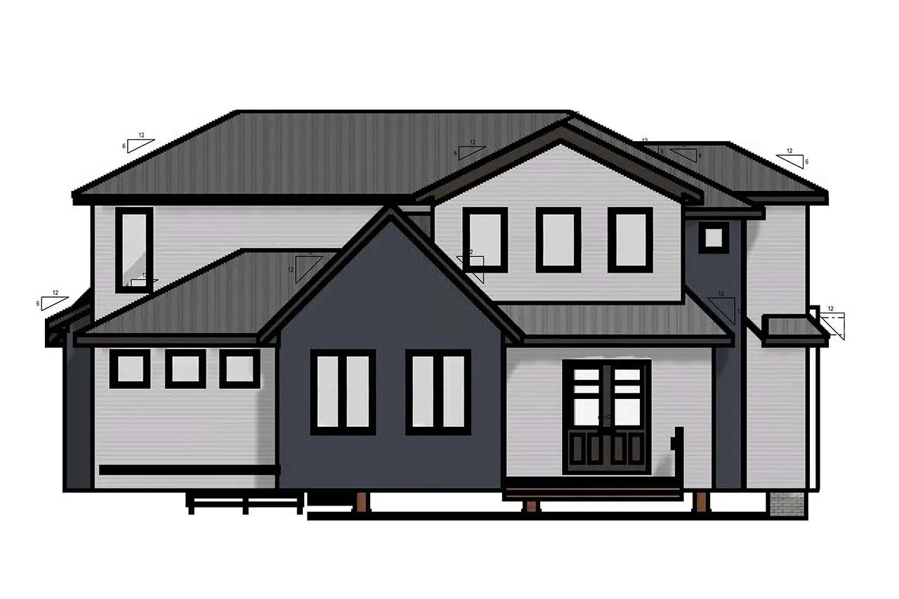 Dviejų aukštų namo projektas 350 m²: 3 Miegamieji, Darbo kambarys, 3 Vonios, Atvira virtuvė, be Garažo